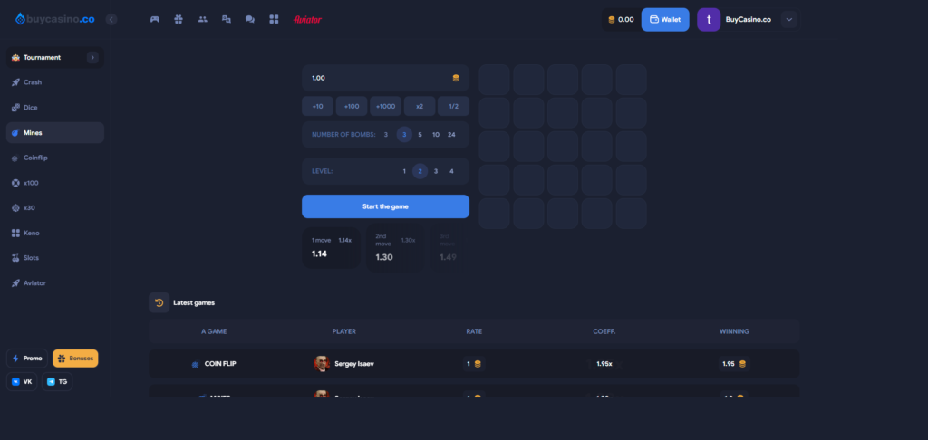 Mines from GOLDEN-X, the Best Online Casino for Sale